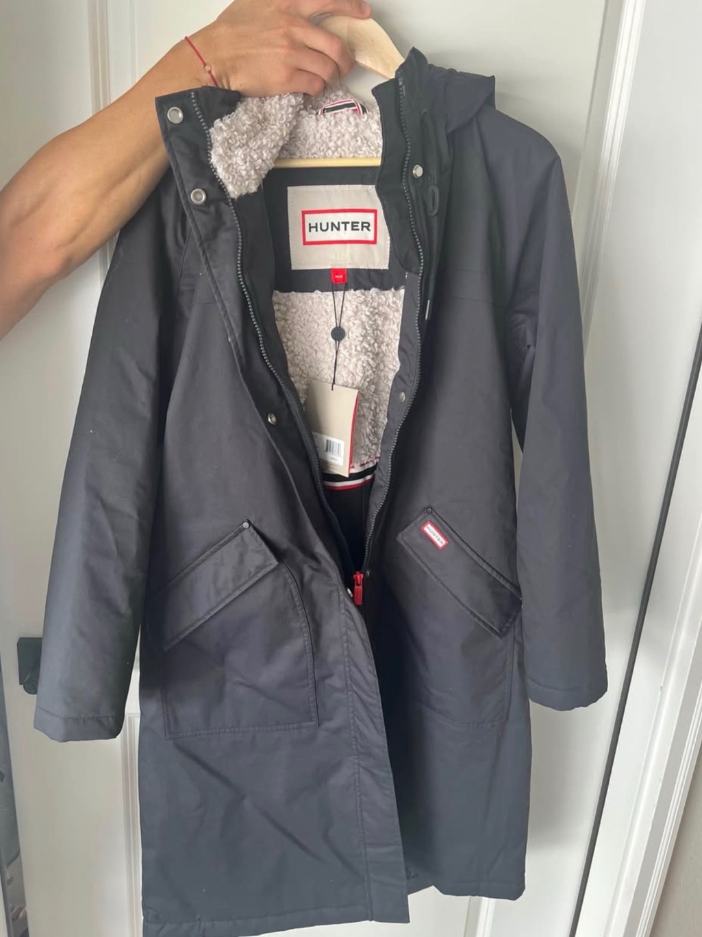Hunter Black Fleece-Lined Trench Coat With Hood